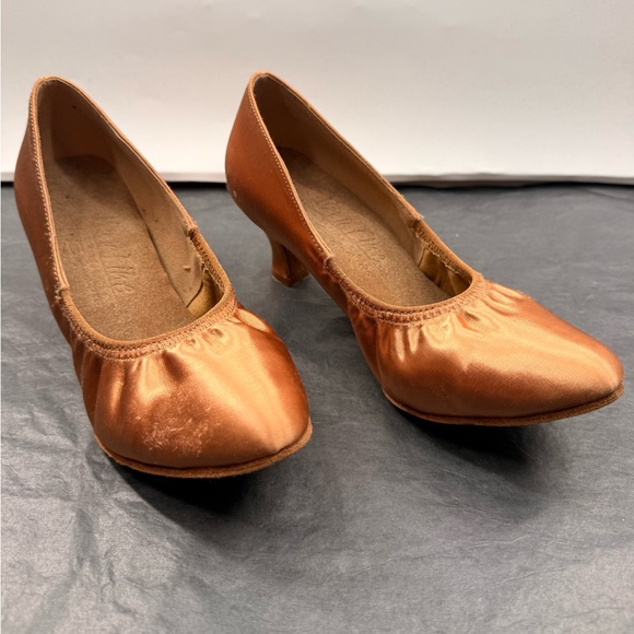 GUC Very Fine S9107 Tan Satin Smooth Dance Shoes - Picture 7 of 14